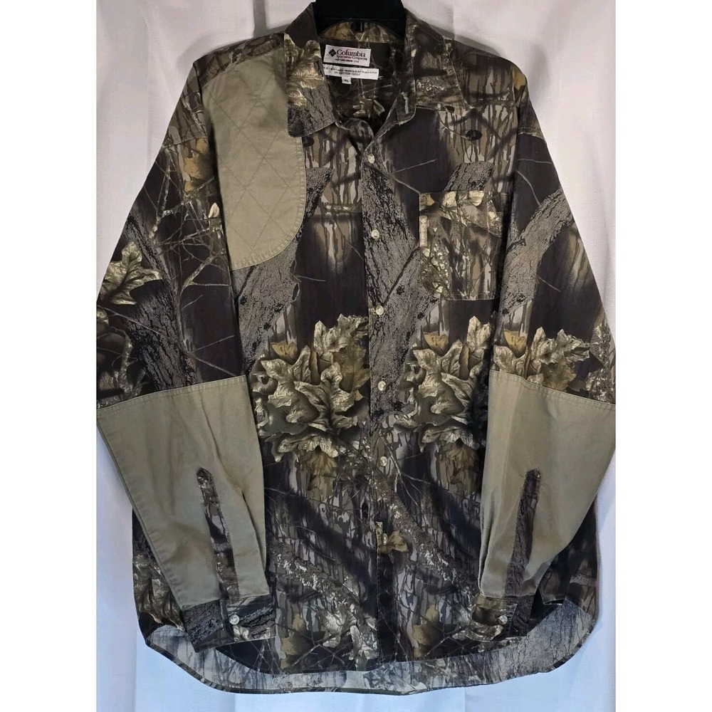 Vintage Columbia Shirt Mens X-Large Camoflage Long‎ Sleeve Hunting Mossy Oak
